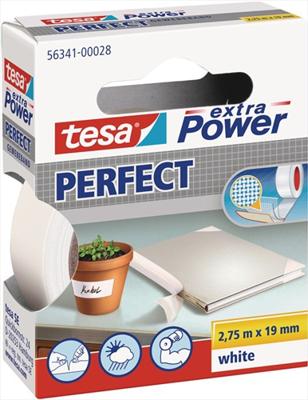 Weefseltape extra Power® 56341 wit lengte 2,75 m breedte 19 mm wiel TESA