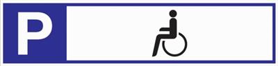 Parkeerplaatsbord parkeerplaats voor invaliden L460xB110 mm aluminium wit/blauw/