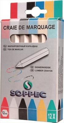 Markeerkrijt wit zonder papier 12 stuks / doos SOPPEC