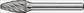 Stiftfrees RBF RVS d. 10 mm koplengte 20 mm schacht-d. 6 mm hardmetaal vertandin