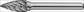 Stiftfrees SPG RVS d. 12 mm koplengte 25 mm schacht-d. 6 mm hardmetaal vertandin